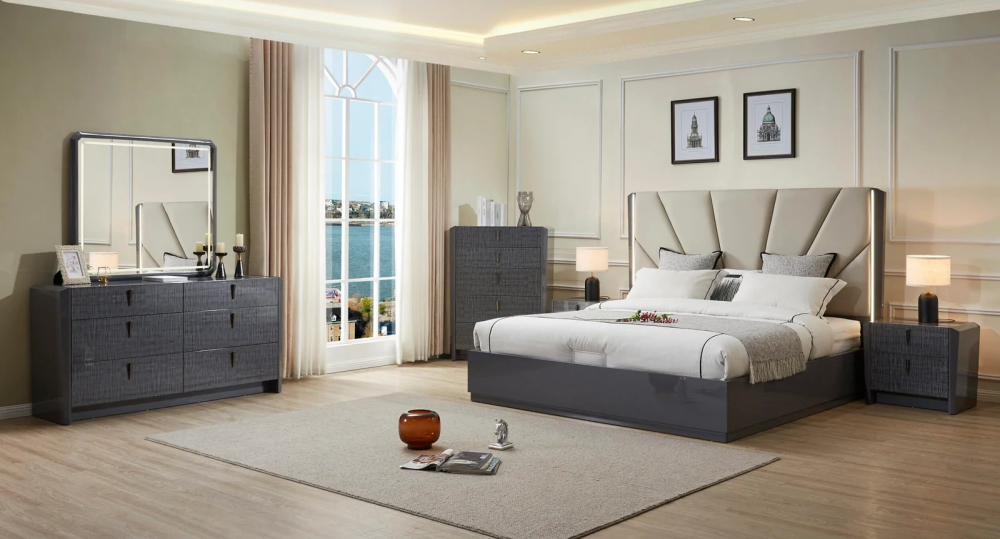 2402- BEDROOM SET (GREY)