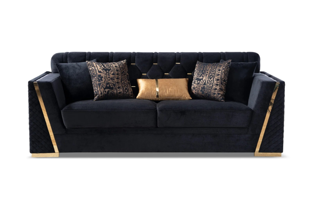 YF07 – STATIONARY SOFA SET BLACK - Image 3