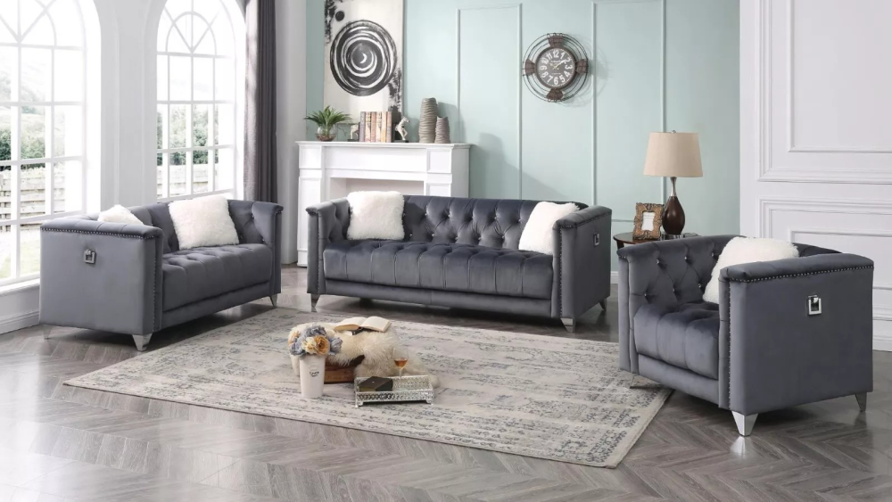 1764 – Stationary Sofa Set (Grey-silver)