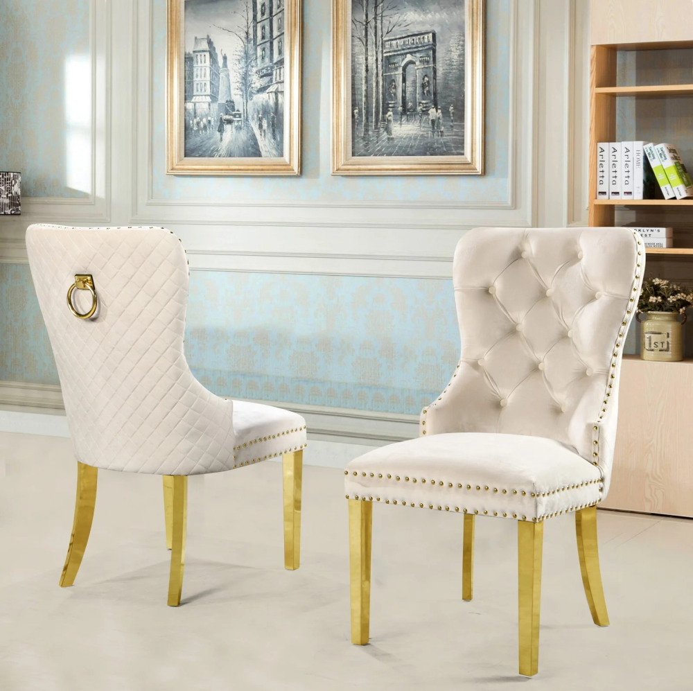 2550 -DINING CHAIR-BEIGE-GOLD