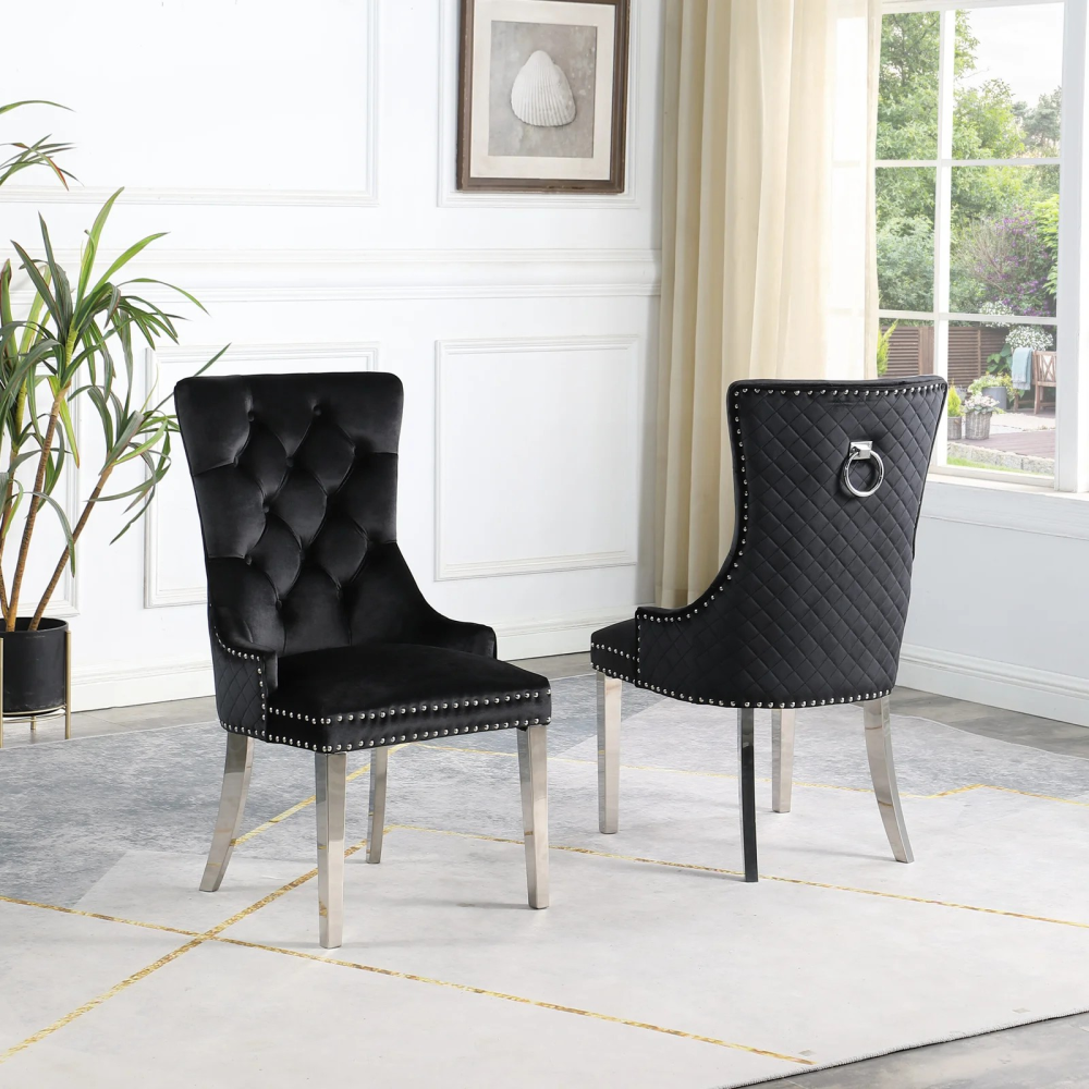 6248 – DINING CHAIR (BLACK-SILVER)