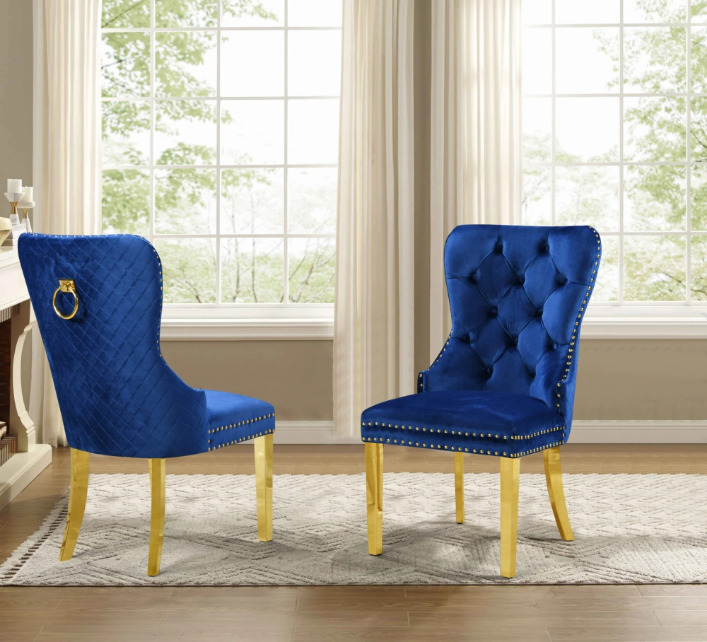 2550 DINING CHAIR- BLUE-GOLD