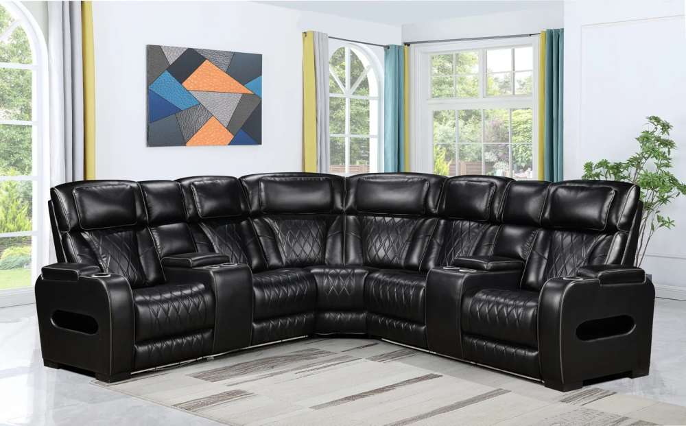 10152 – RECLINER SECTIONAL – BLACK