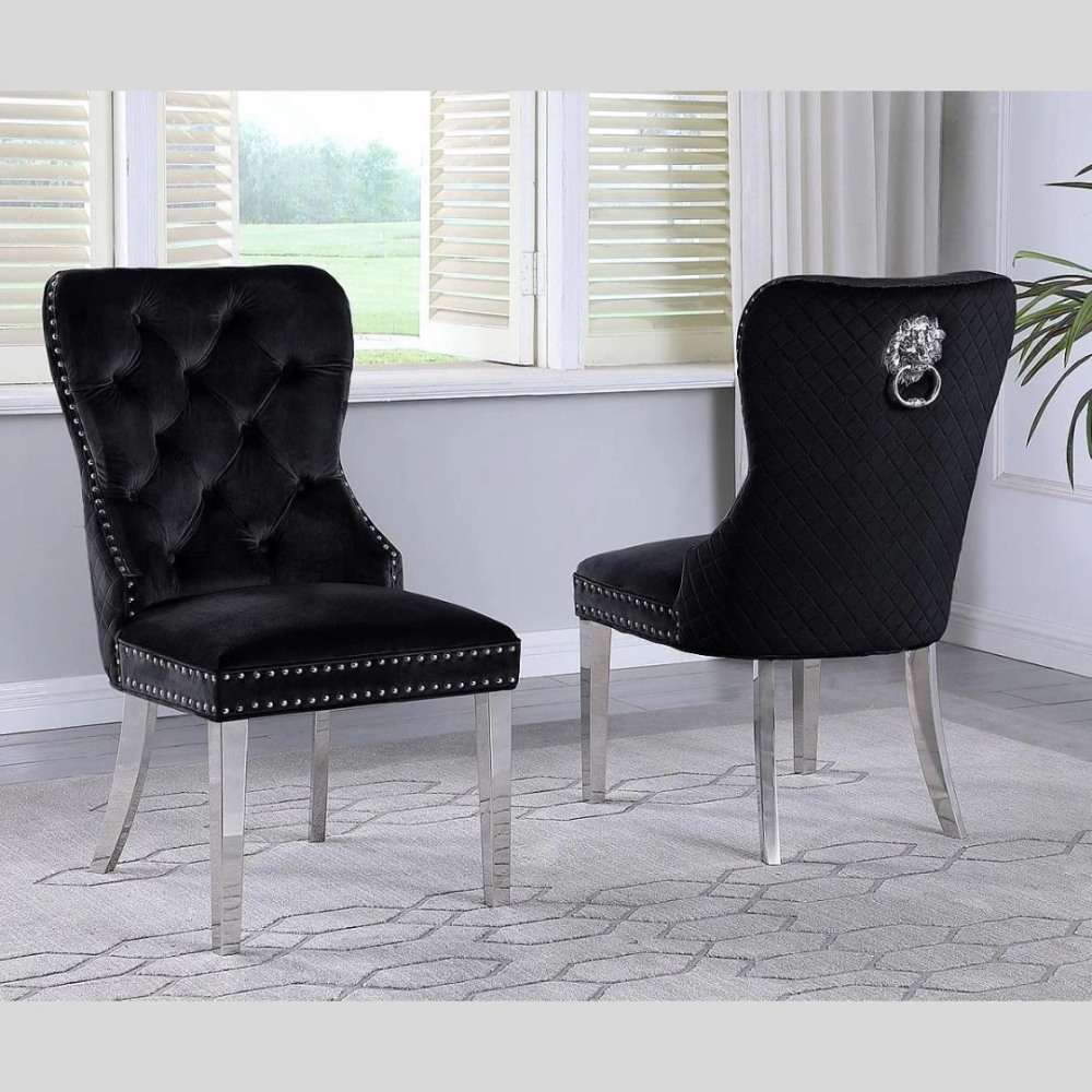 2550 DINING CHAIR- BLACK-SILVER