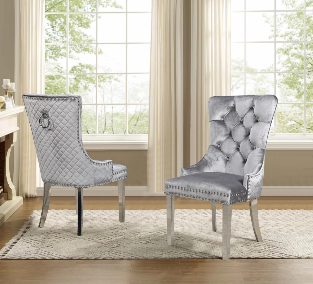 6248 – Dining Chair (GREY/GOLD) - Image 2
