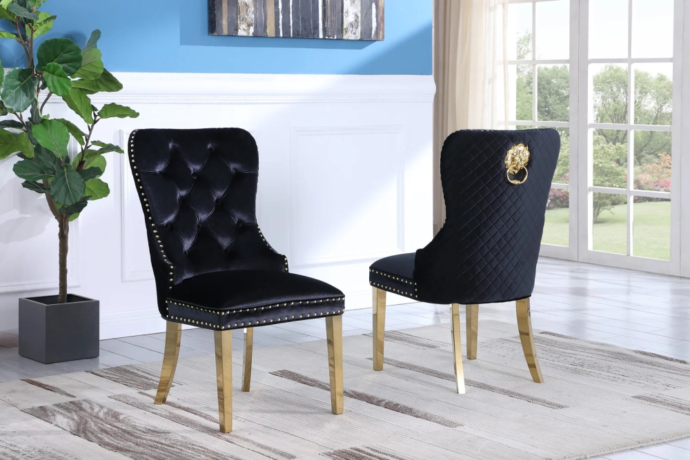 2550 DINING CHAIR- BLACK-GOLD