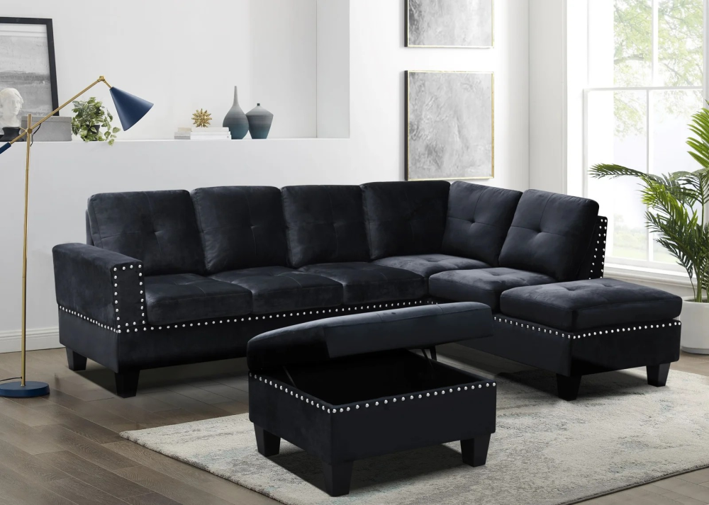 9936- SECTIONAL SET-BLACK