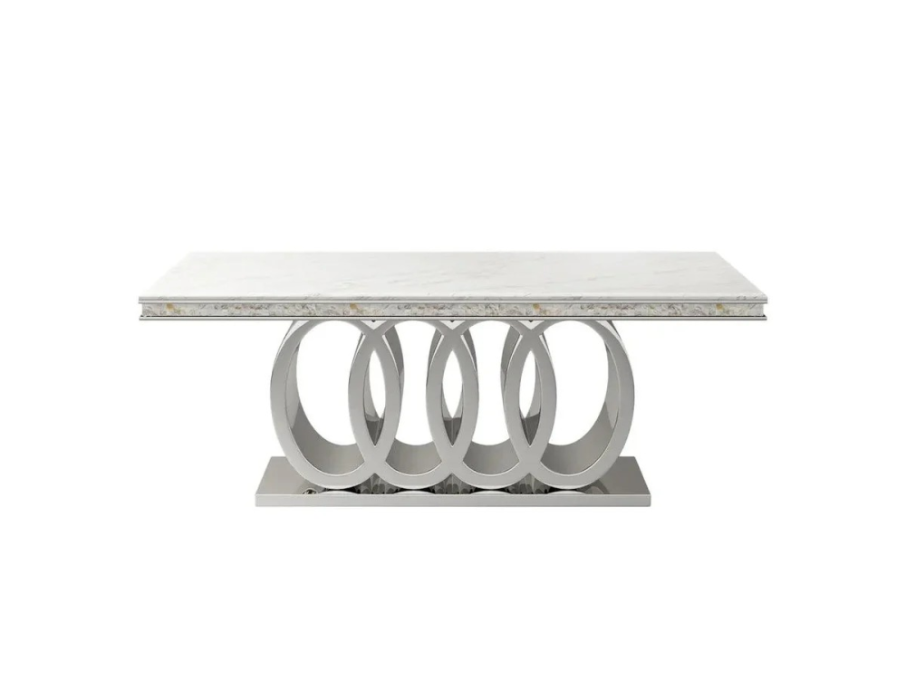 185 (AUDI) – MARBLE DINING TABLE ( GREY-SILVER)
