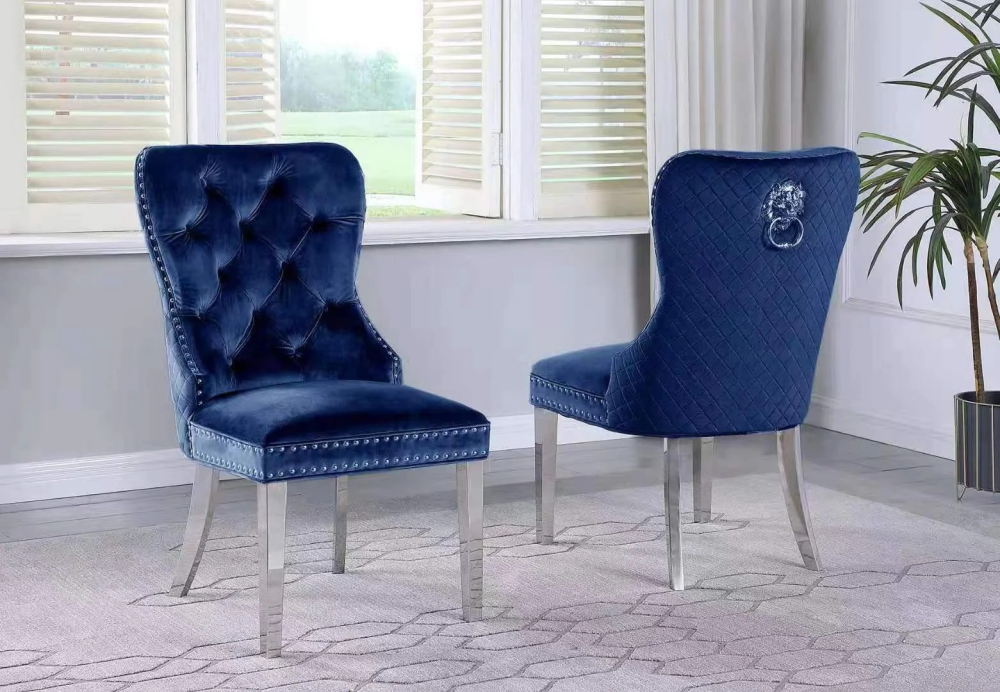 2550 -DINING CHAIR( BLUE-SILVER )