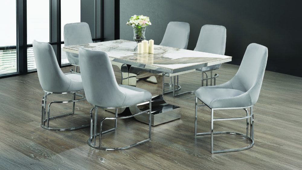 D1830-HONOUR-DINING TABLE-MARBLE-CHROME