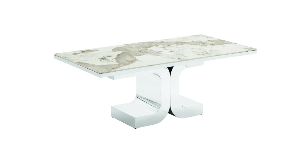 D1830-HONOUR-DINING TABLE-MARBLE-CHROME - Image 2