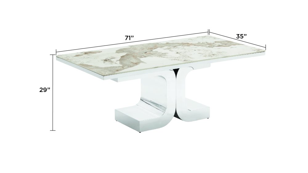 D1830-HONOUR-DINING TABLE-MARBLE-CHROME - Image 3
