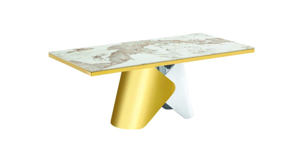 D1840-DELORA-DINING TABLE-MARBLE-CHROME-GOLD - Image 2