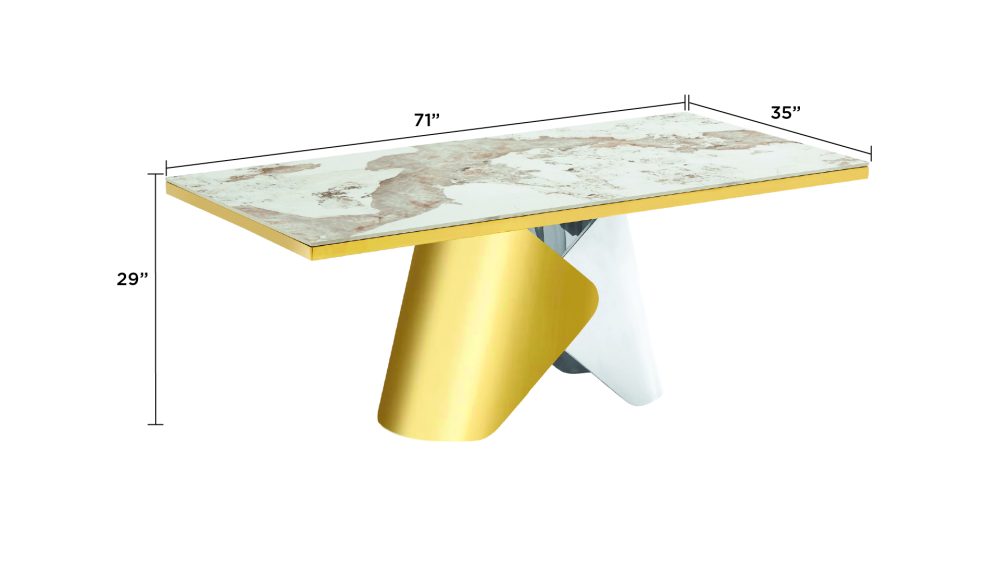 D1840-DELORA-DINING TABLE-MARBLE-CHROME-GOLD - Image 3
