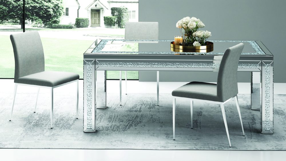 DT018-GLASS TABLE W/CURSHED DIAMOND-GLASS-DIAMOND