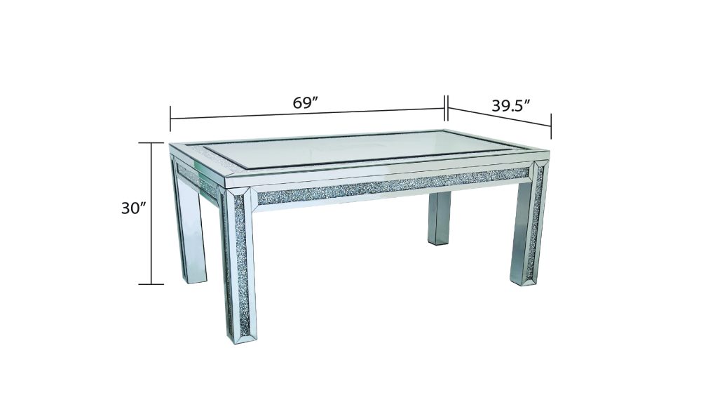 DT018-GLASS TABLE W/CURSHED DIAMOND-GLASS-DIAMOND - Image 4