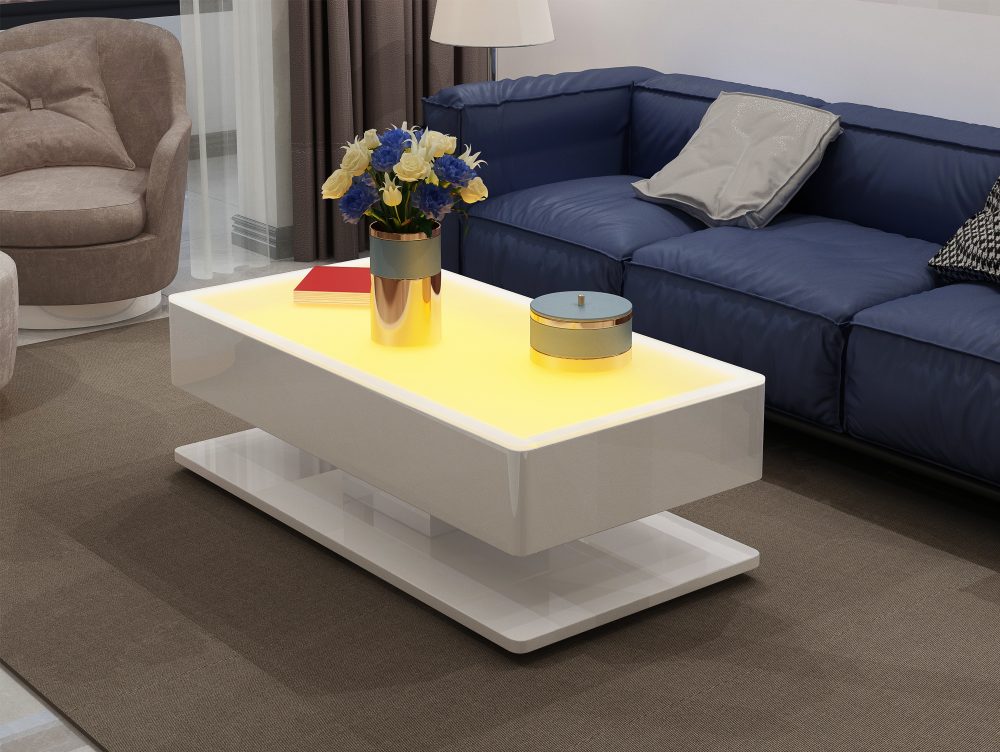 499-EMMA-COFFEE TABLE W/LED-GLASS-WHITE - Image 5