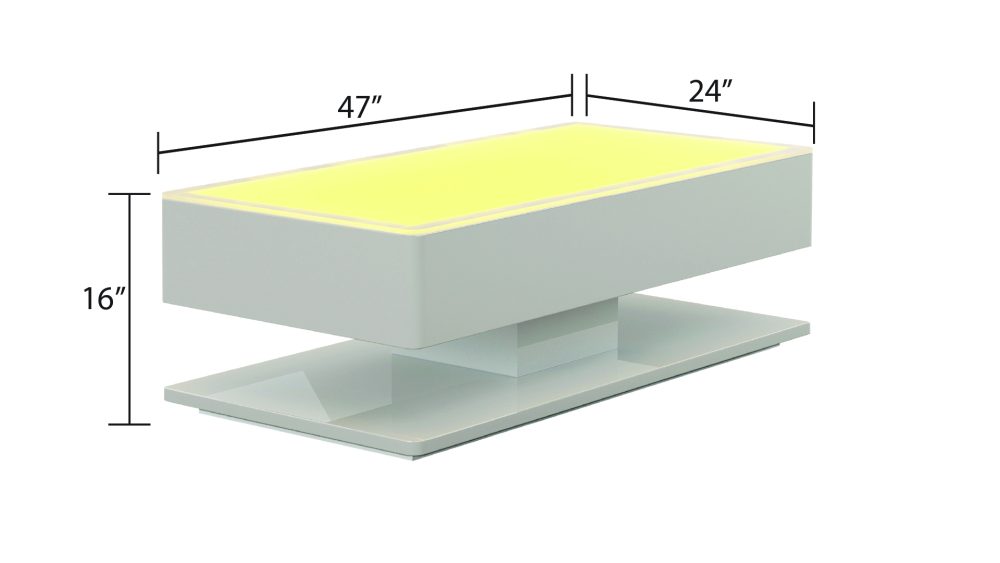 499-EMMA-COFFEE TABLE W/LED-GLASS-WHITE - Image 6