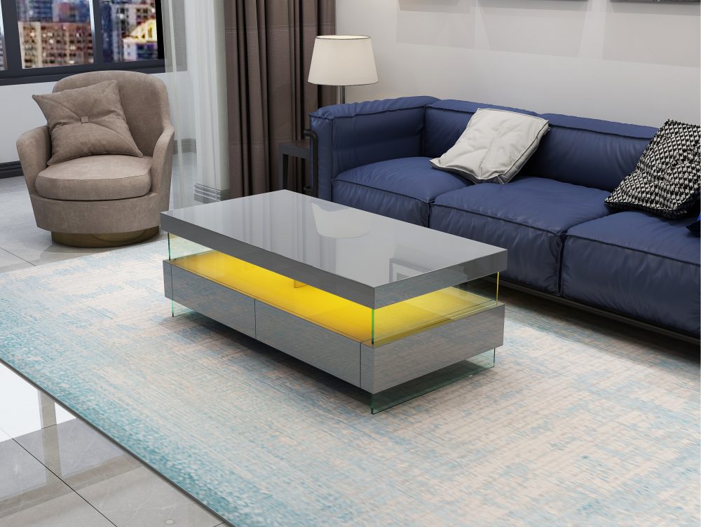 599-RIA-COFFEE TABLE WITH LED LIGHT-LIGHT GREY - Image 3