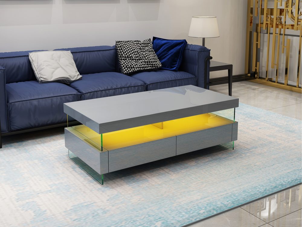 599-RIA-COFFEE TABLE WITH LED LIGHT-LIGHT GREY