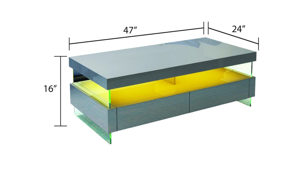 599-RIA-COFFEE TABLE WITH LED LIGHT-LIGHT GREY - Image 5