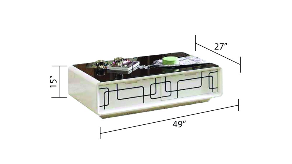 749-NORA-COFFEE TABLE-GLASS-WHITE - Image 2