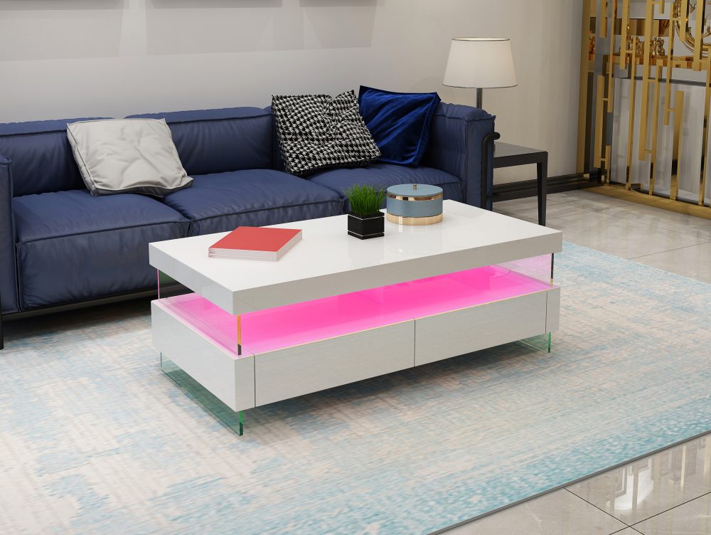 599-RIA-COFFEE TABLE WITH LED-WHITE - Image 4
